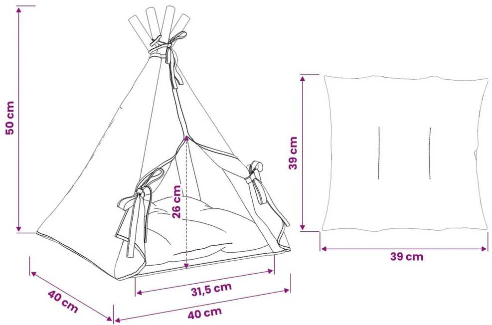 Gyvūnų teepee su pagalve Balta 40 x 40 x 50 cm Poliesteris