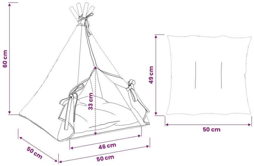 Gyvūnų teepee su pagalve Balta 50 x 50 x 60 cm Poliesteris