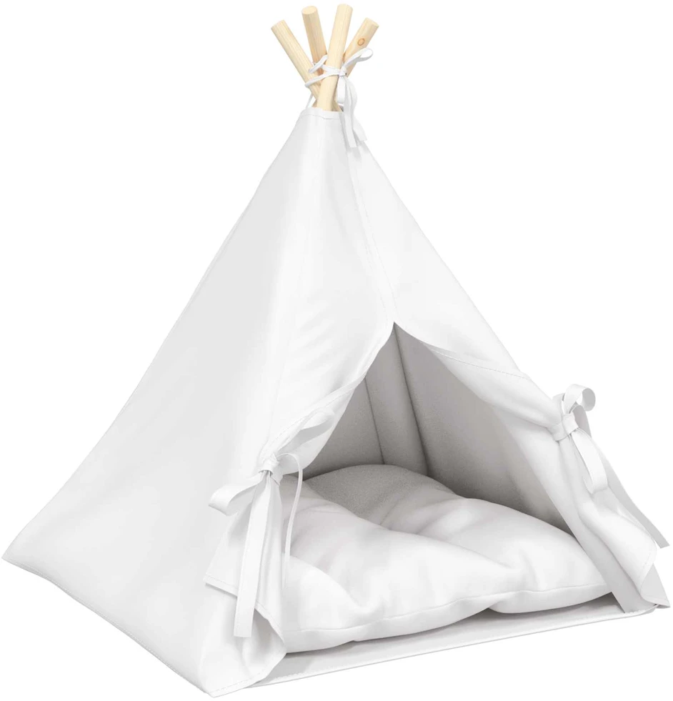 Gyvūnų teepee su pagalve Balta 60 x 60 x 70 cm Poliesteris