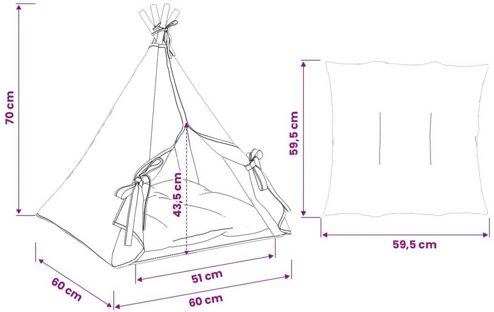 Gyvūnų teepee su pagalve Balta 60 x 60 x 70 cm Poliesteris