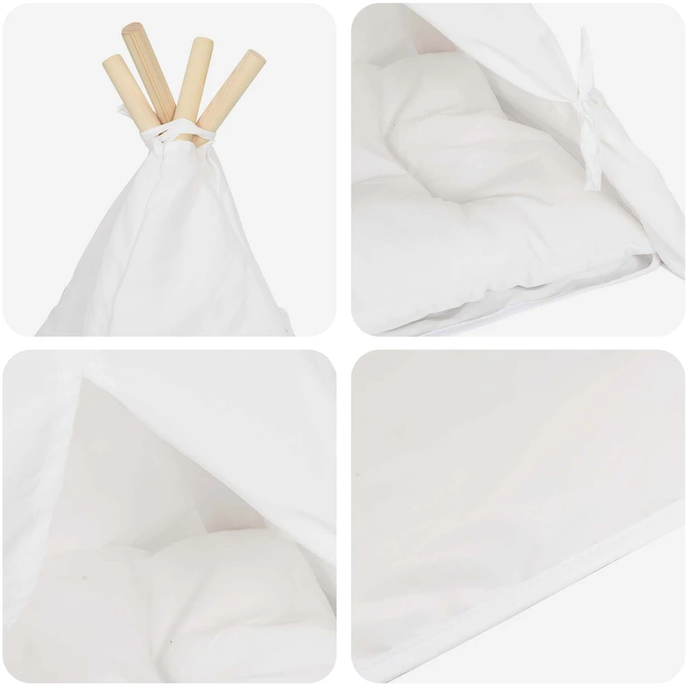 Gyvūnų teepee su pagalve Balta 60 x 60 x 70 cm Poliesteris