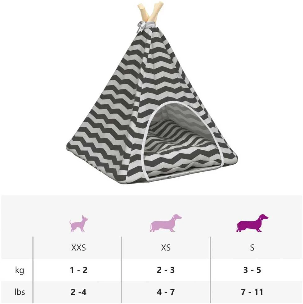 Gyvūnų teepee su pagalve Balta ir pilka 50 x 50 x 60 cm