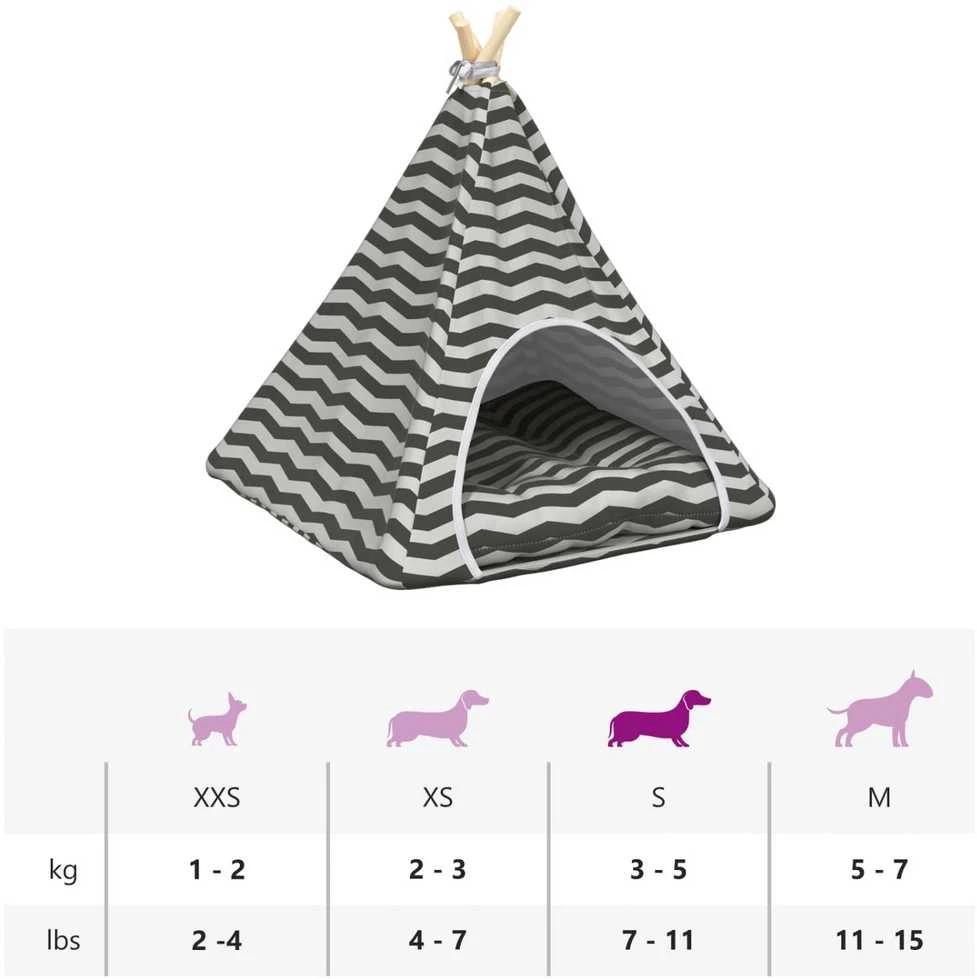 Gyvūnų teepee su pagalve Balta ir pilka 60 x 60 x 70 cm