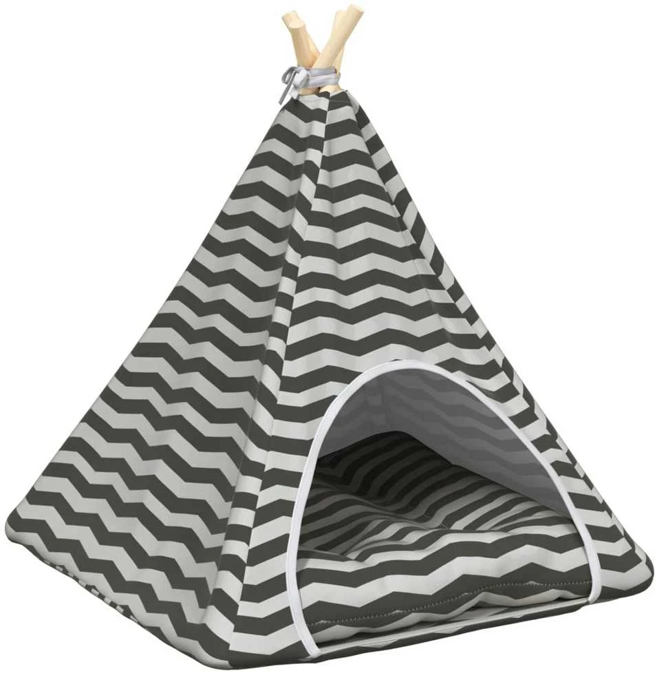 Gyvūnų teepee su pagalve Balta ir pilka 60 x 60 x 70 cm