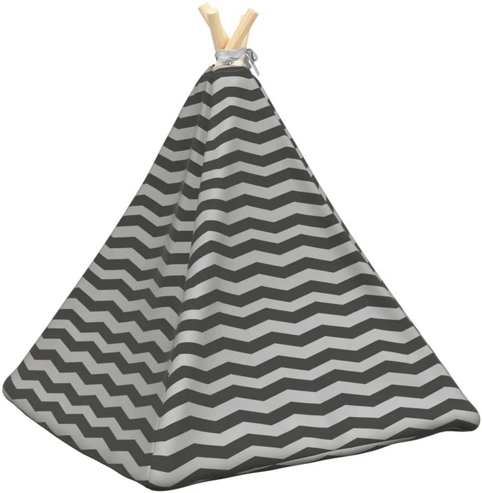 Gyvūnų teepee su pagalve Balta ir pilka 60 x 60 x 70 cm