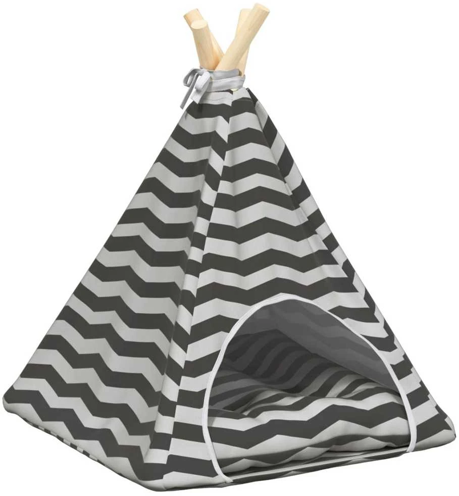 Gyvūnų teepee su pagalve Balta ir pilka 40 x 40 x 50 cm