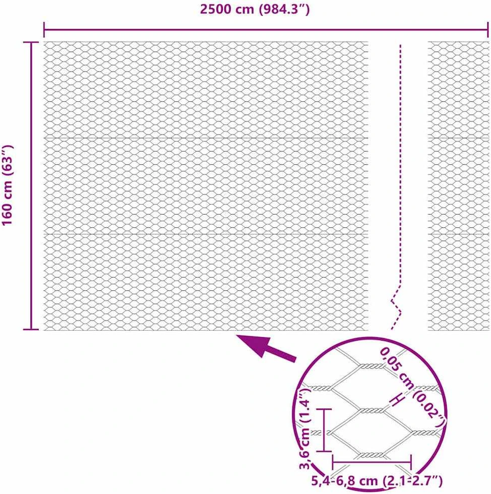 Hexagonal Fence with Post 25 x 1,6 m Galvanizuotas plienas