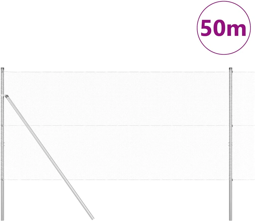 Heksagonalinė tvoros tvirtinimo sistema 50 x 1 m Sidabrinė