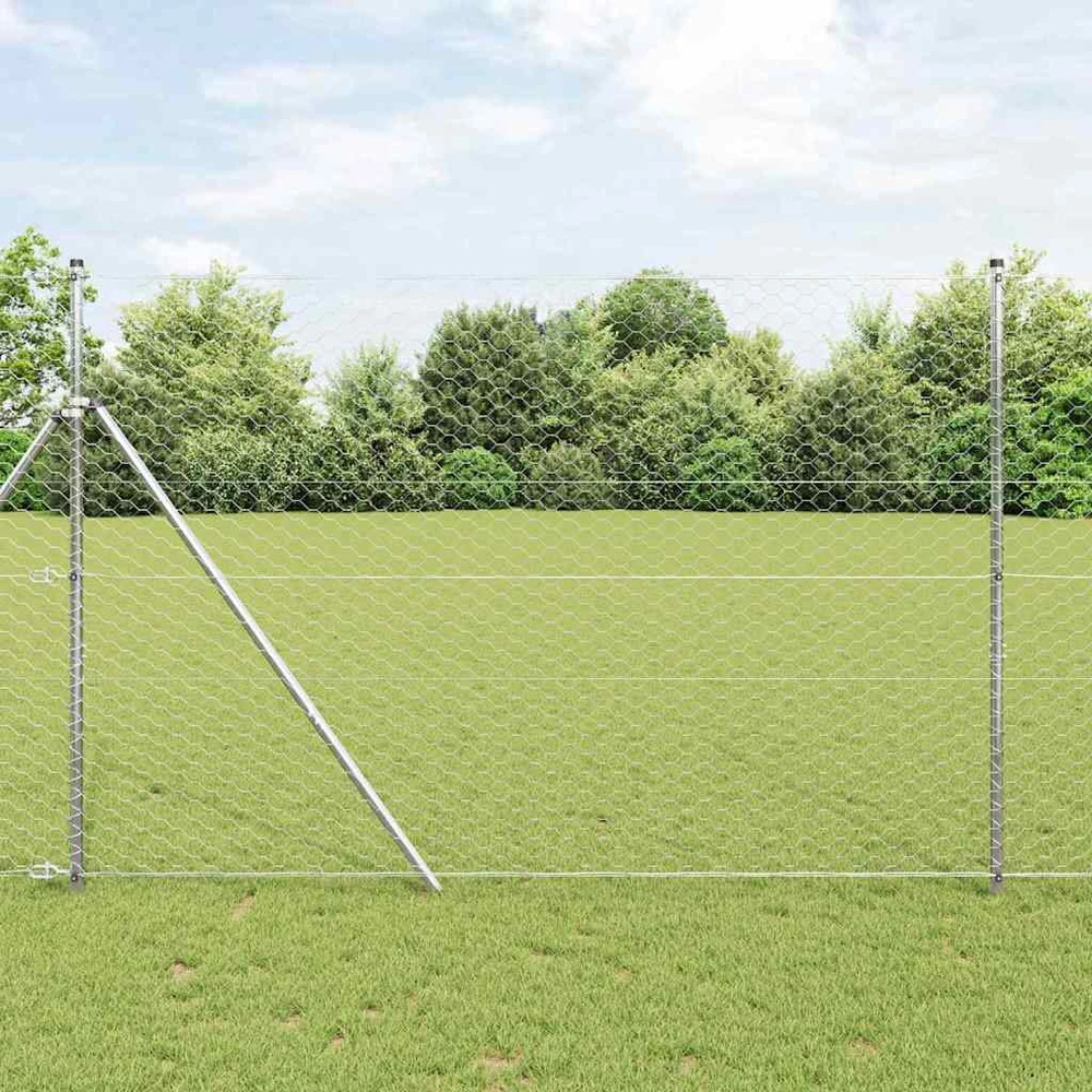 Heksagonalinė tvoros tvirtinimo sistema 100 x 1,6 m Sidabrinė