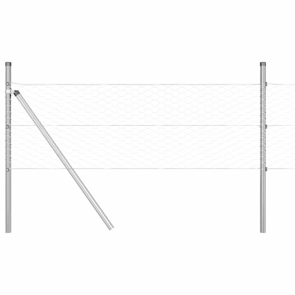 Heksagonalinė tvoros tvirtinimo sistema 100 x 0,8 m Sidabrinė