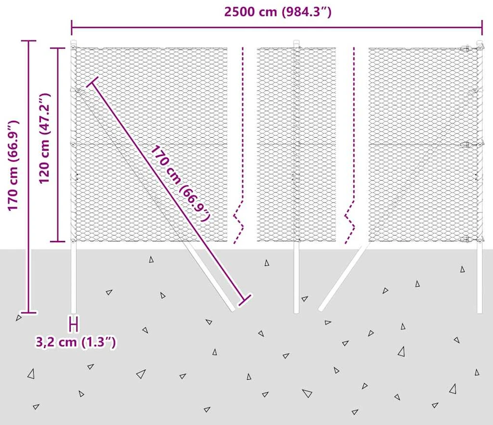 Heksagonalinė tvoros tvirtinimo sistema 25 x 1,2 m Žalia