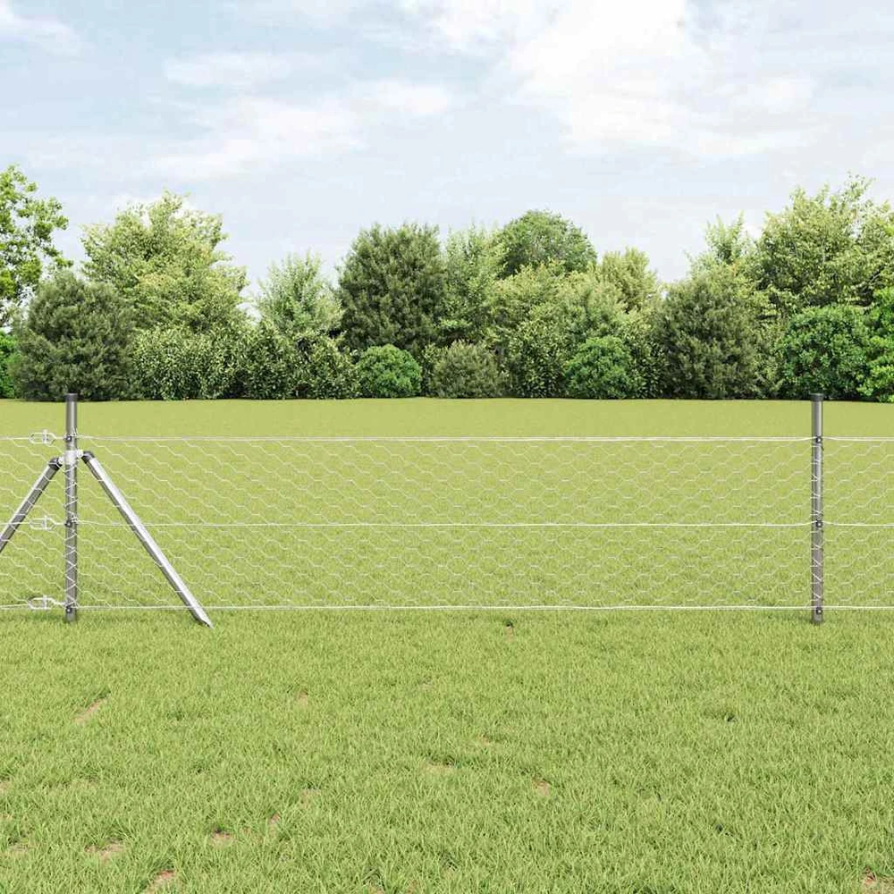 Heksagonalinė tvoros tvirtinimo sistema 100 x 0,8 m Sidabrinė
