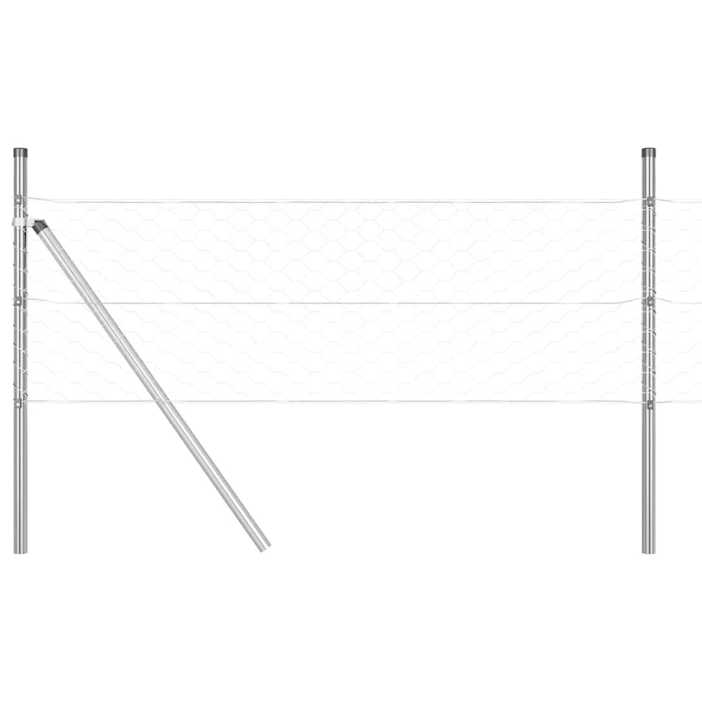 Heksagonalinė tvoros tvirtinimo sistema 50 x 0,8 m Sidabrinė