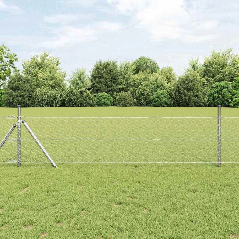 Heksagonalinė tvoros tvirtinimo sistema 100 x 0,5 m Sidabrinė