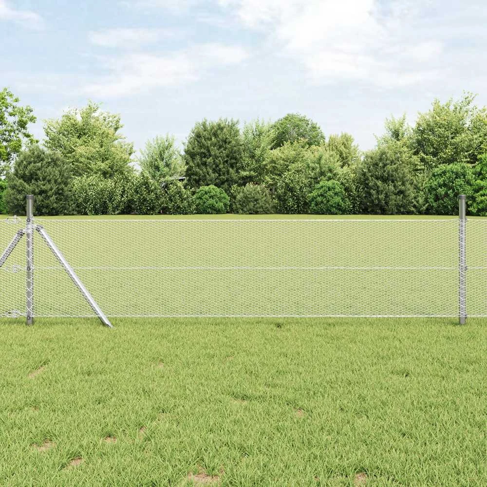 Heksagonalinė tvoros tvirtinimo sistema 25 x 0,4 m Sidabrinė