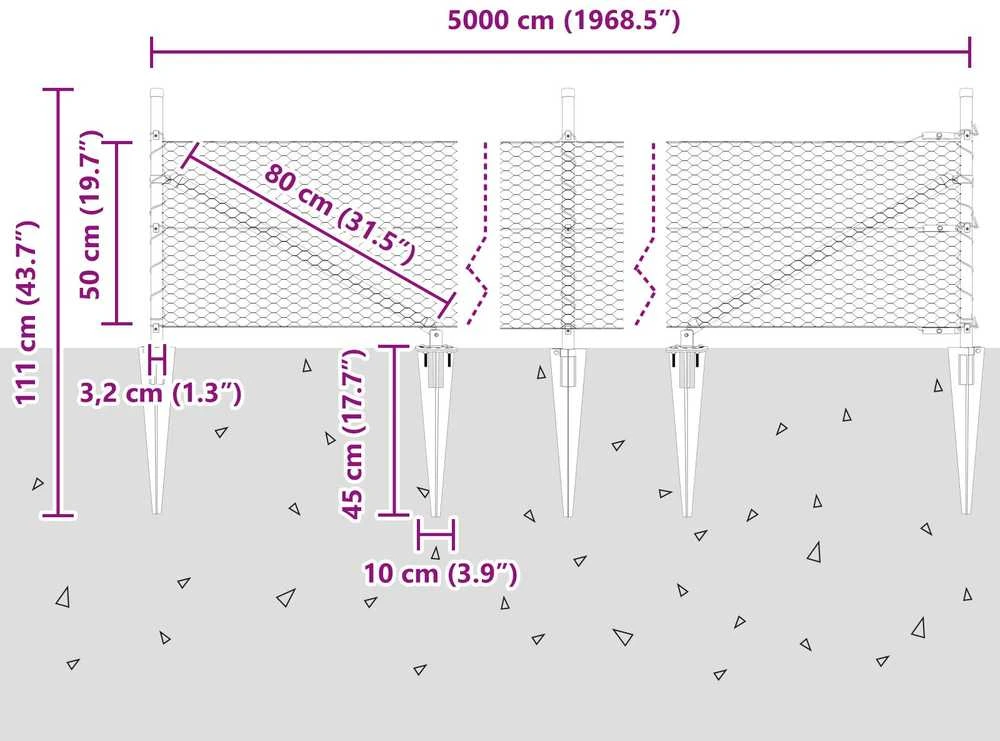 Hexagonal Fence with Post 50 x 0,5 m Galvanizuotas plienas