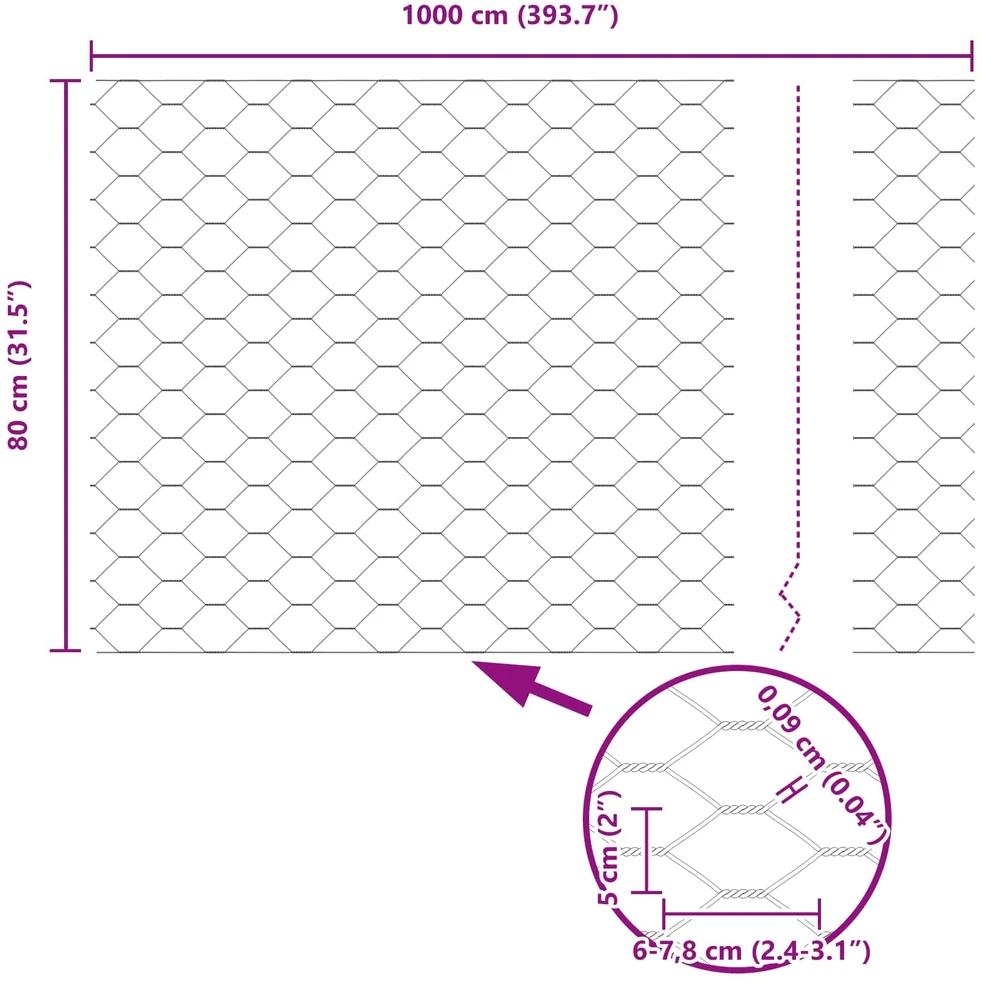 Heksagoninė tvora 0,8 x 10 m PVC Žalia