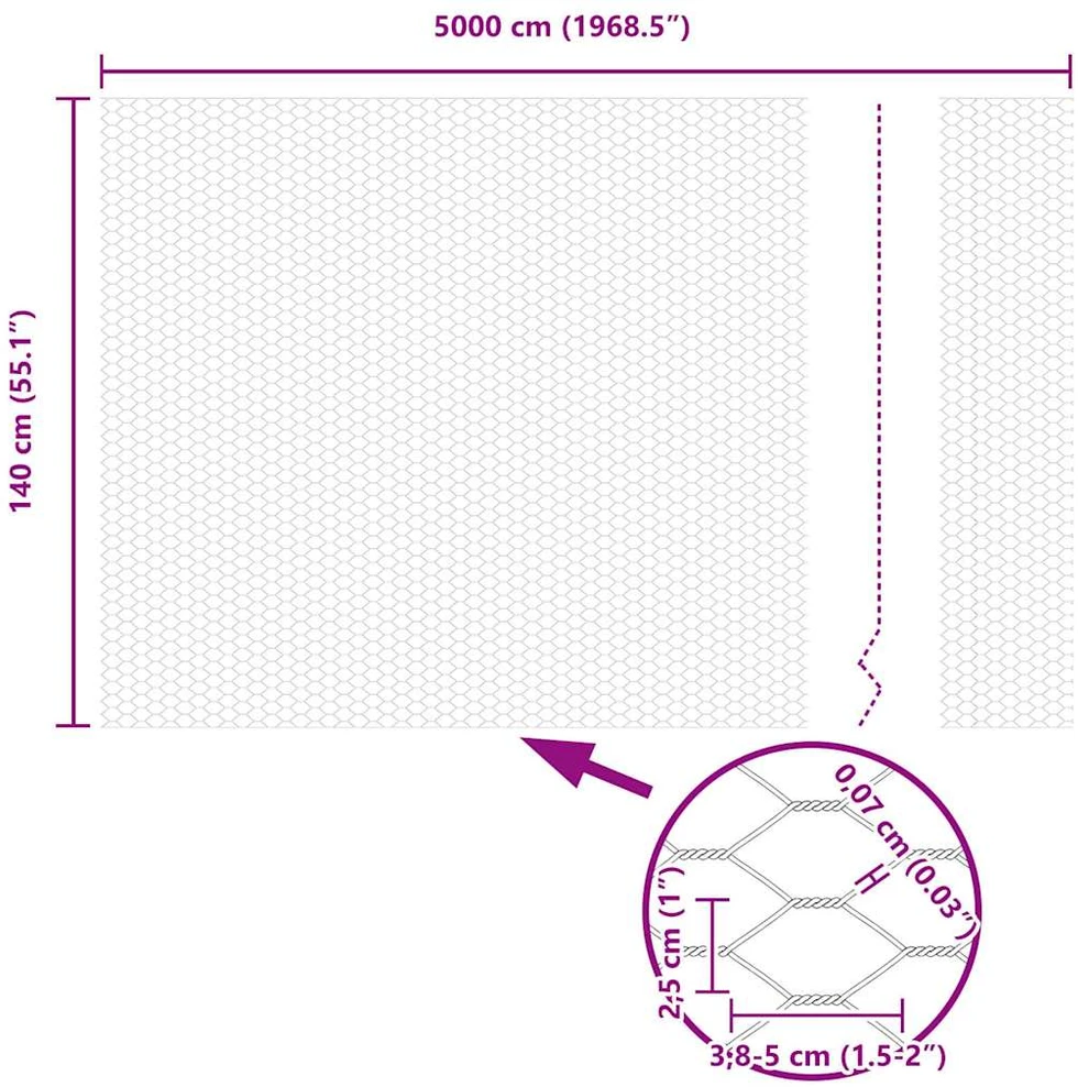 Heksagoninė tvora 1,4 x 50 m PVC Žalia
