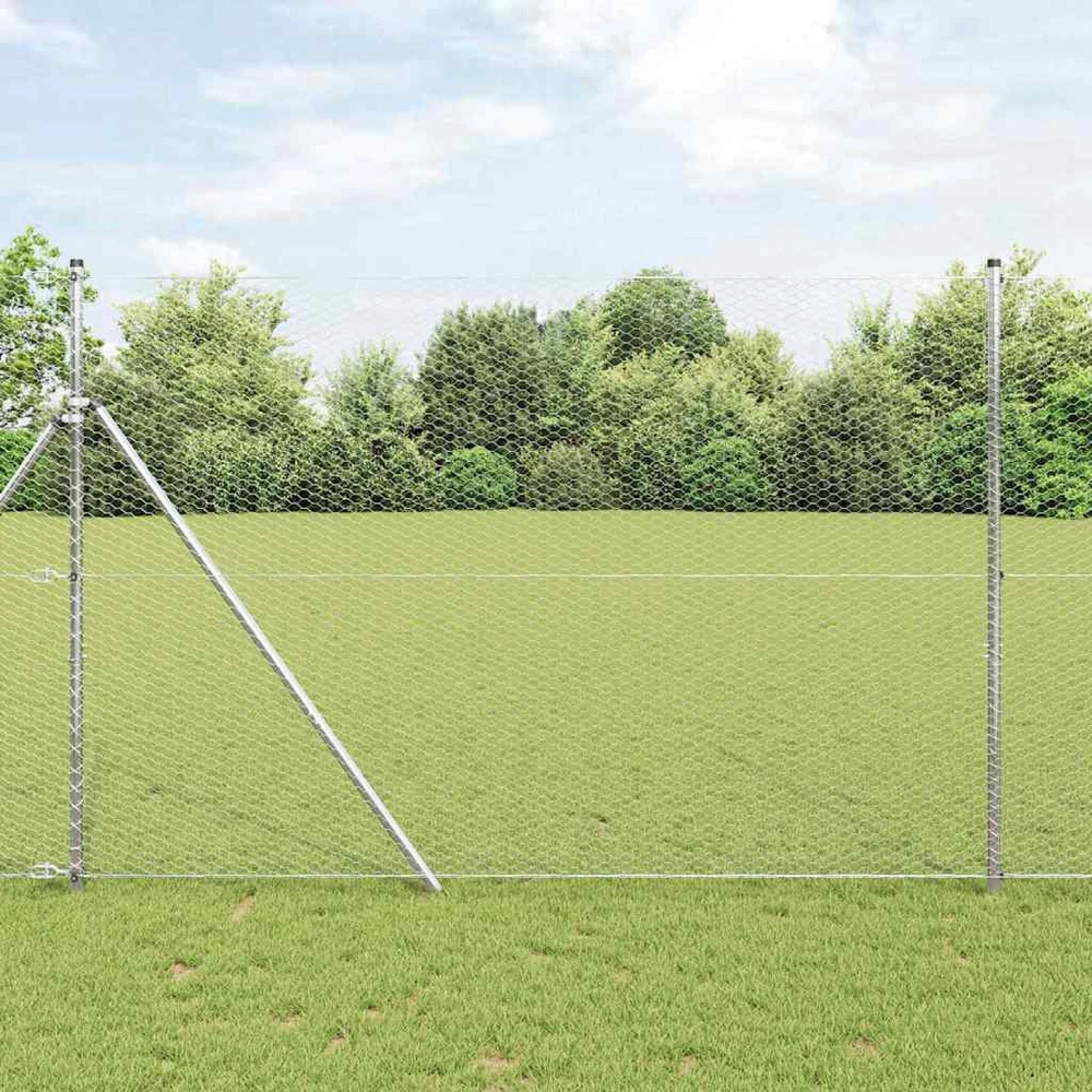 Heksagoninė tvora 1,5 x 10 m Galvanizuotas plienas Sidabrinė