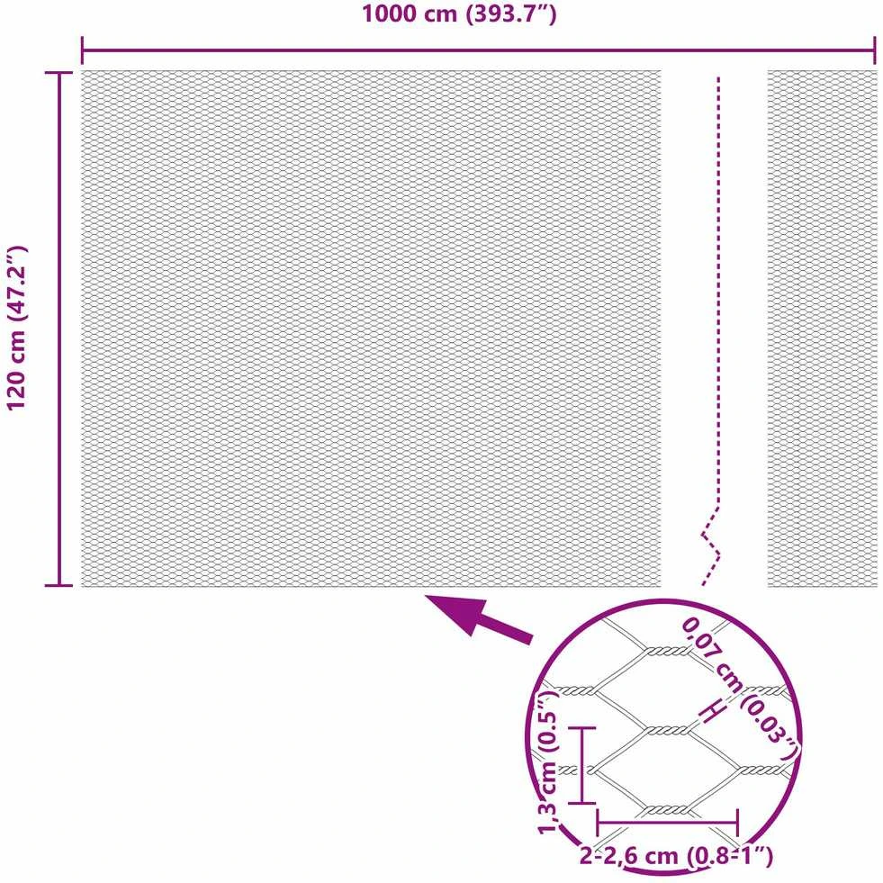 Heksagoninė tvora 1,2 x 10 m PVC Pilka