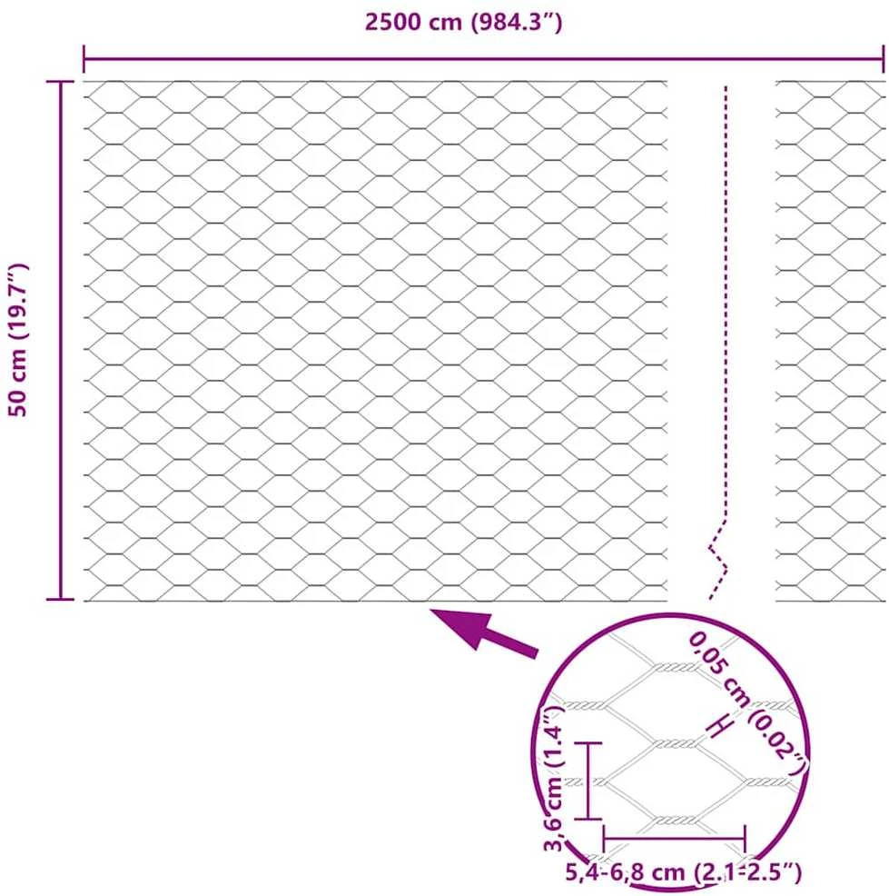 Hexagonal Fence with Post 25 x 0,5 m Galvanizuotas plienas