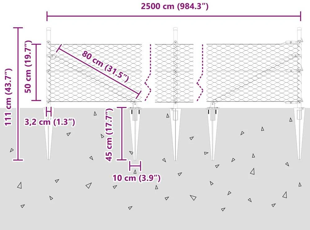 Hexagonal Fence with Post 25 x 0,5 m Galvanizuotas plienas