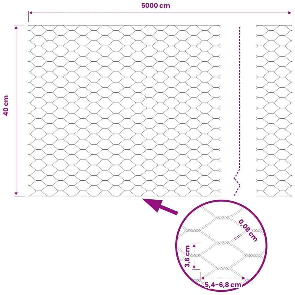 Heksagoninė tvora 0,4 x 50 m PVC Žalia