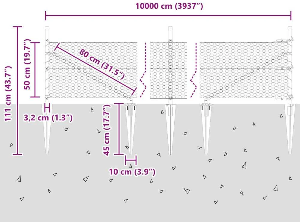 Hexagonal Fence with Post 100 x 0,5 m PVC dengtas plienas Žalia