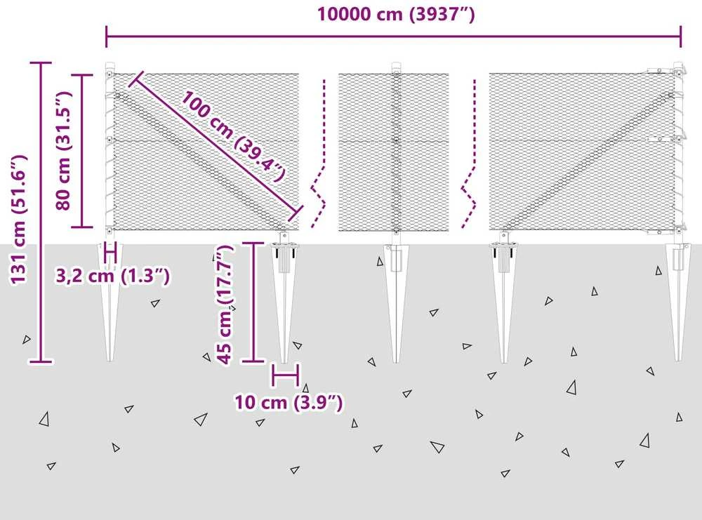 Hexagonal Fence with Post 100 x 0,8 m PVC dengtas plienas Žalia