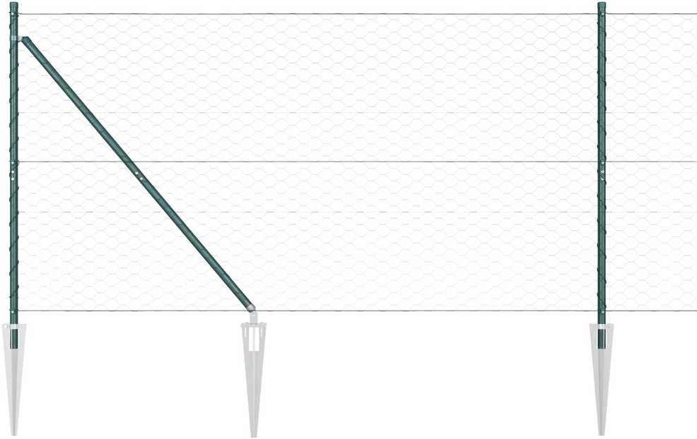Hexagonal Fence with Post 100 x 1,2 m PVC dengtas plienas Žalia