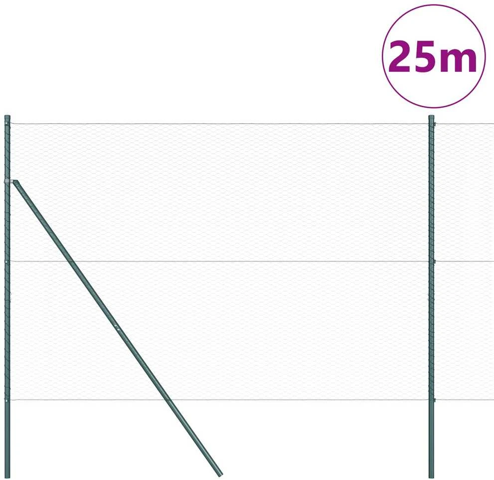 Heksagonalinė tvoros tvirtinimo sistema 25 x 1,6 m Žalia