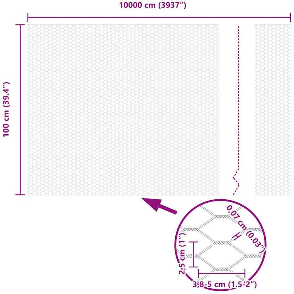 Hexagonal Fence with Post 100 x 1 m PVC dengtas plienas Žalia