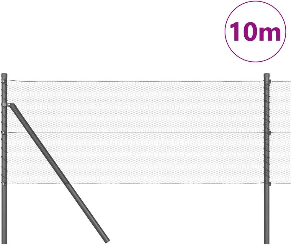 Heksagonalinė tvoros tvirtinimo sistema 10 x 0,6 m Pilka
