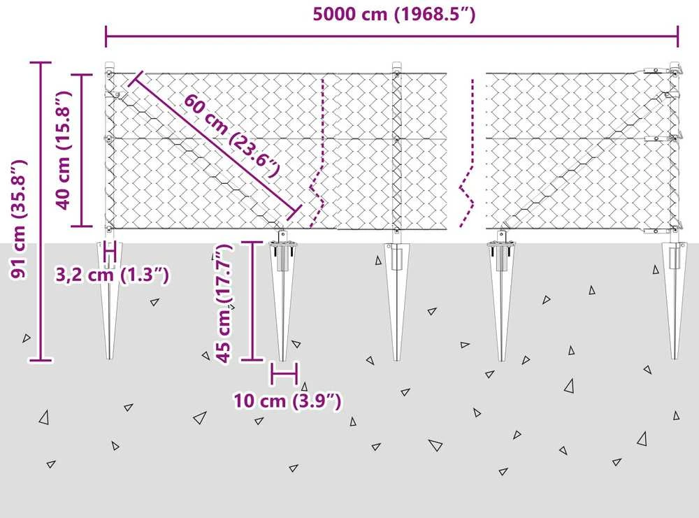 Hexagonal Fence with Post 50 x 0,4 m Galvanizuotas plienas