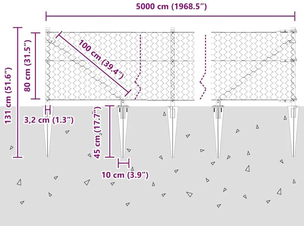 Hexagonal Fence with Post 50 x 0,8 m Galvanizuotas plienas