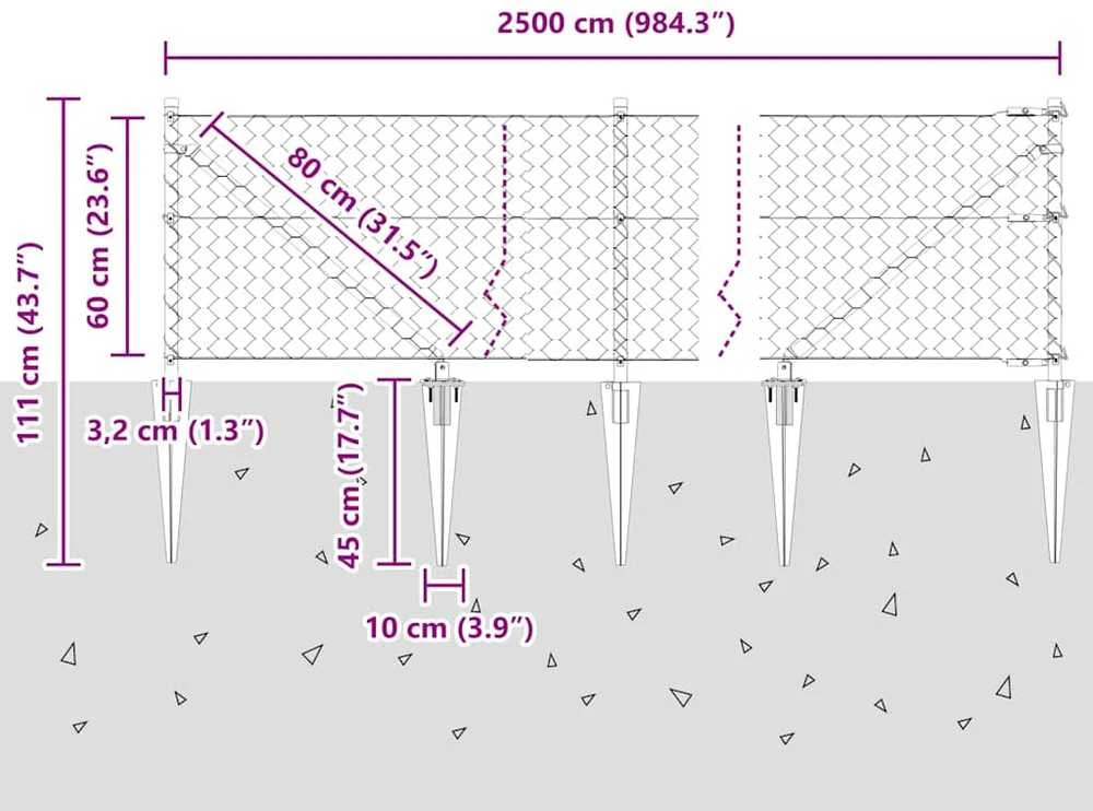 Hexagonal Fence with Post 25 x 0,6 m Galvanizuotas plienas
