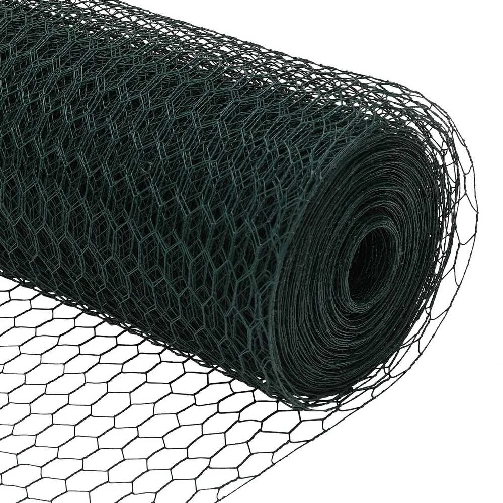 Hexagonal Fence with Post 100 x 1,2 m PVC dengtas plienas Žalia