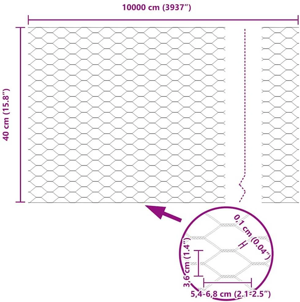Hexagonal Fence with Post 100 x 0,4 m Galvanizuotas plienas