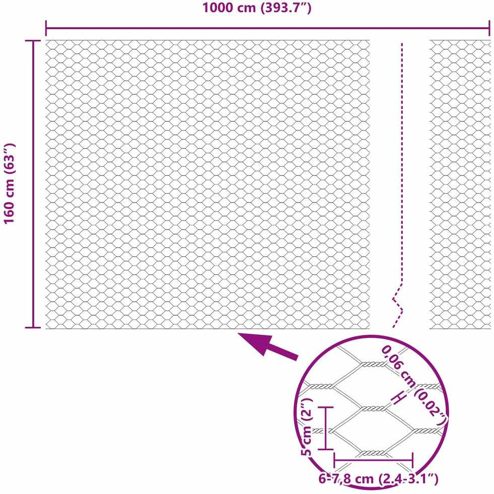 Heksagoninė tvora 1,6 x 10 m Galvanizuotas plienas Sidabrinė