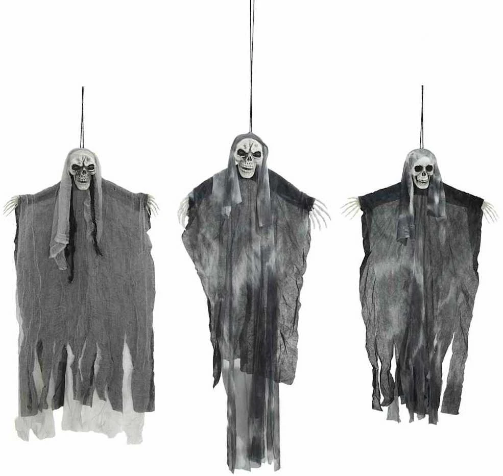 Helovino Kabančios Ghost 3 vnt. Juoda 66 x 110 cm Poliesteris