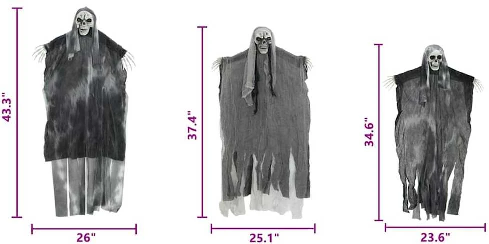 Helovino Kabančios Ghost 3 vnt. Juoda 66 x 110 cm Poliesteris