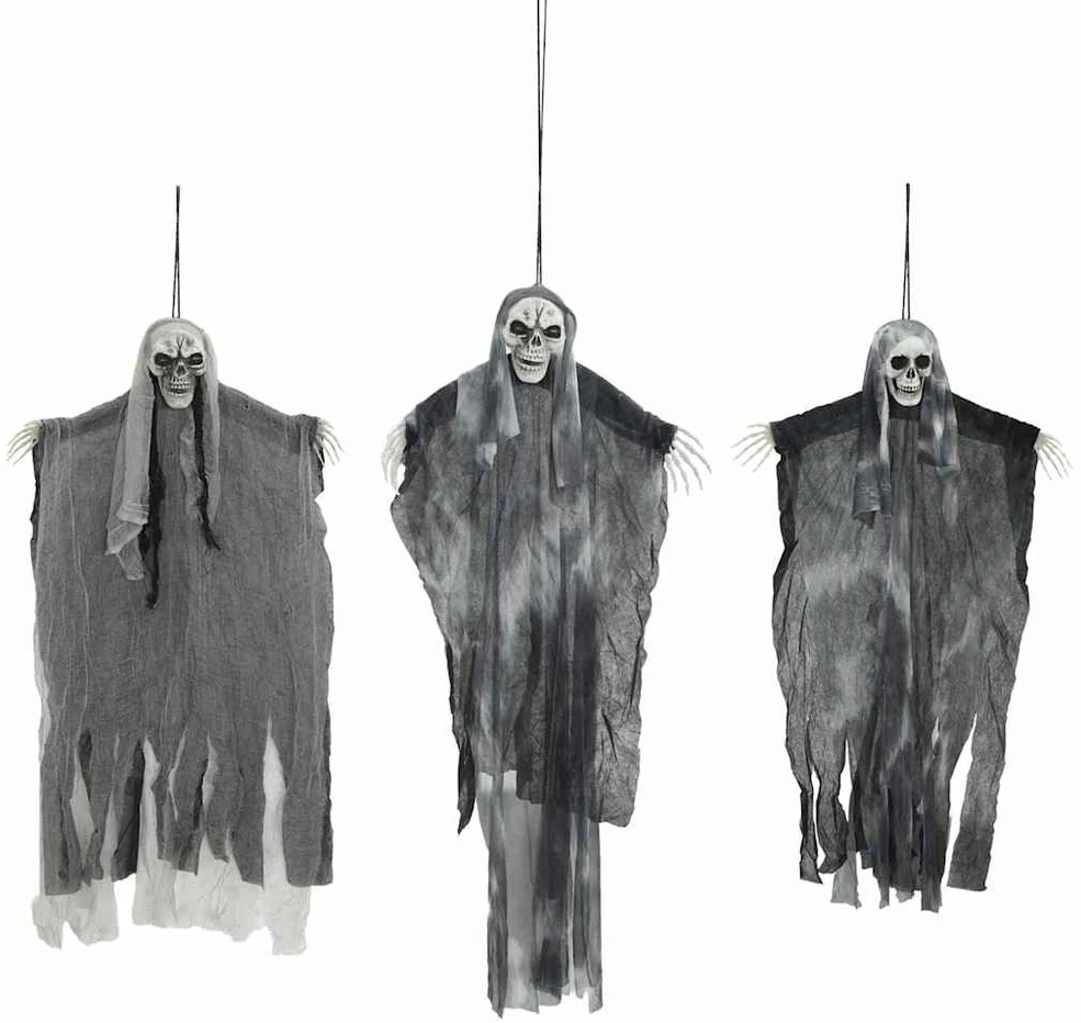 Helovino Kabančios Ghost 3 vnt. Juoda 66 x 110 cm Poliesteris