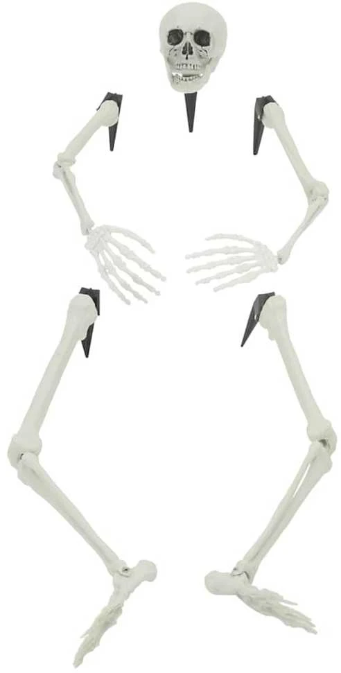 Helovino skeletas su žemės kuolais Balta 45,5 x 13 cm