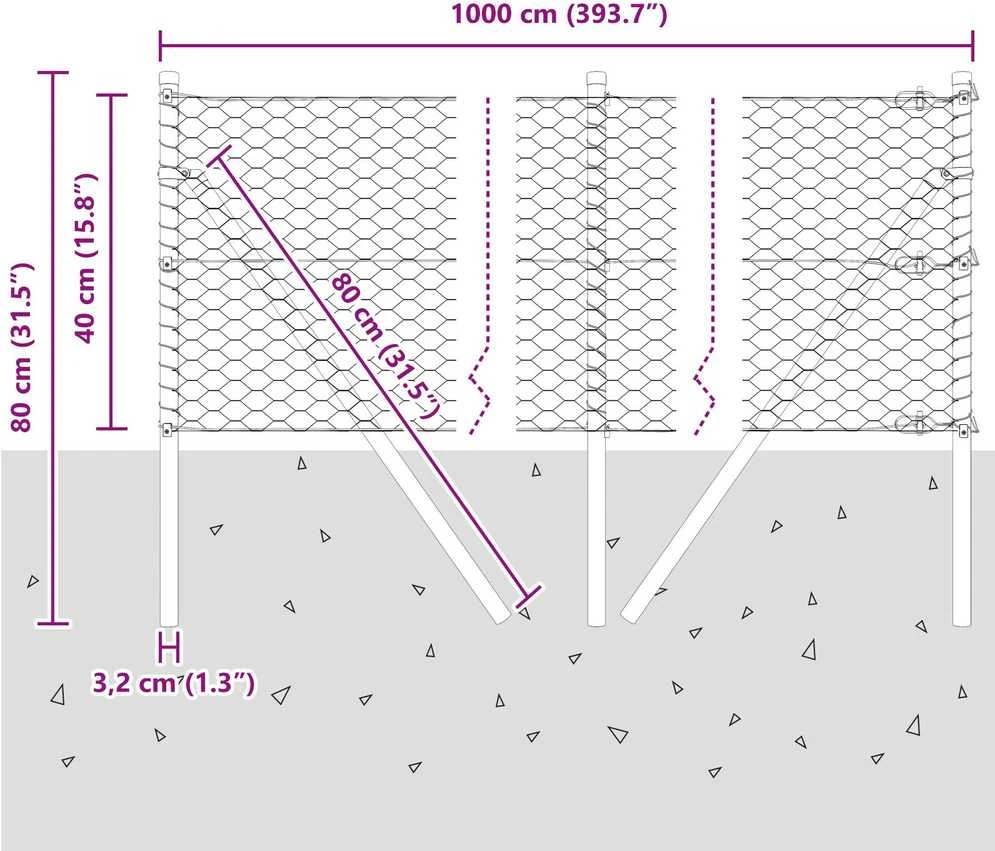 Heksagonalinė tvoros tvirtinimo sistema 10 x 0,4 m Žalia