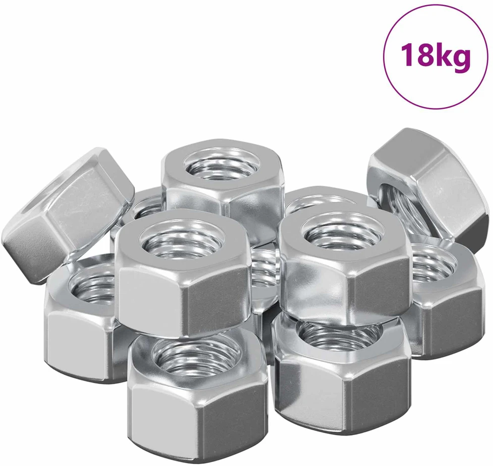 Hex gilių riešutai 3913 vnt. Sidabro Metalas