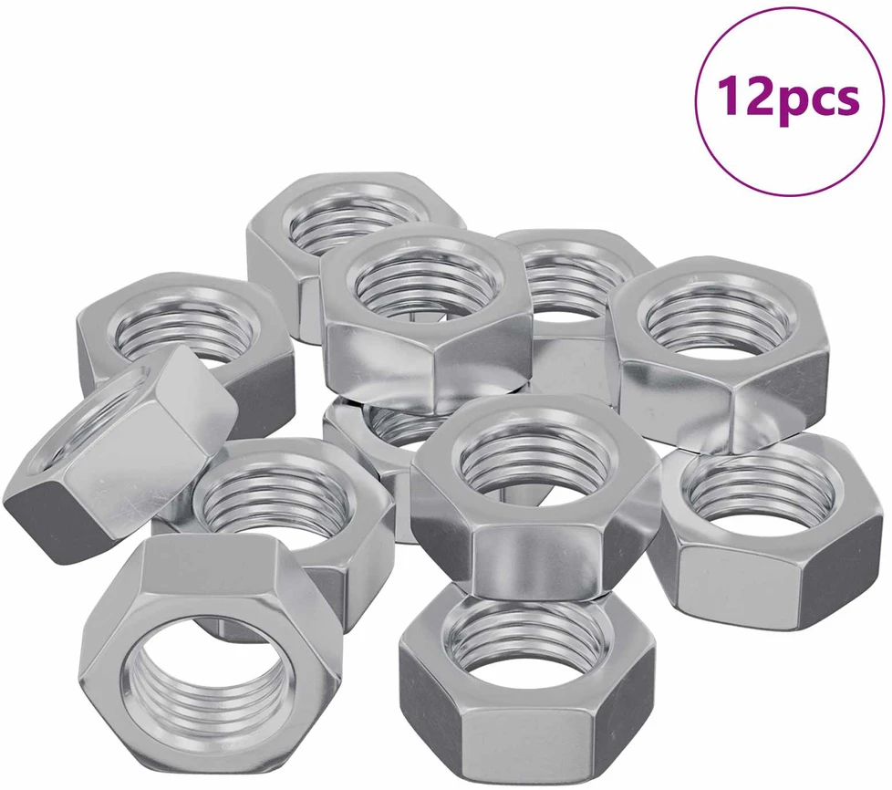 Hex veržlė 12 vnt. Sidabro M6 Metalas