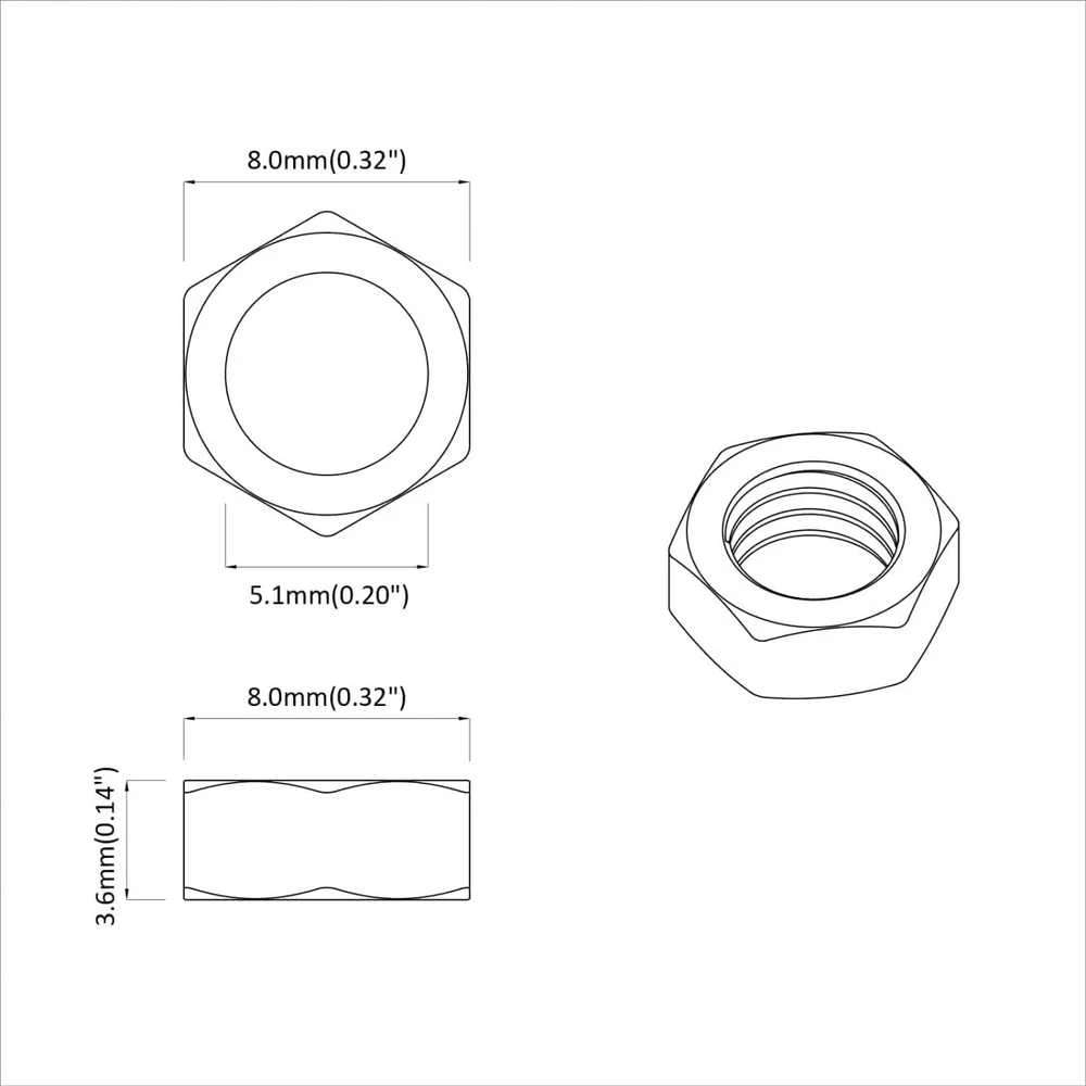 Hex veržlė 2 vnt. Sidabrinė M6 Metalas