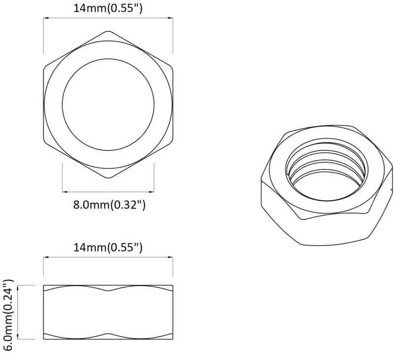 Hex veržlė 2 vnt. Sidabrinė m8 Metalas
