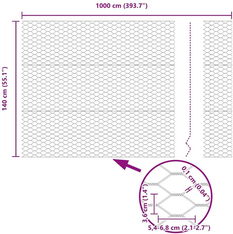 Hexagonal Fence with Post 10 x 1,4 m PVC dengtas plienas Pilka