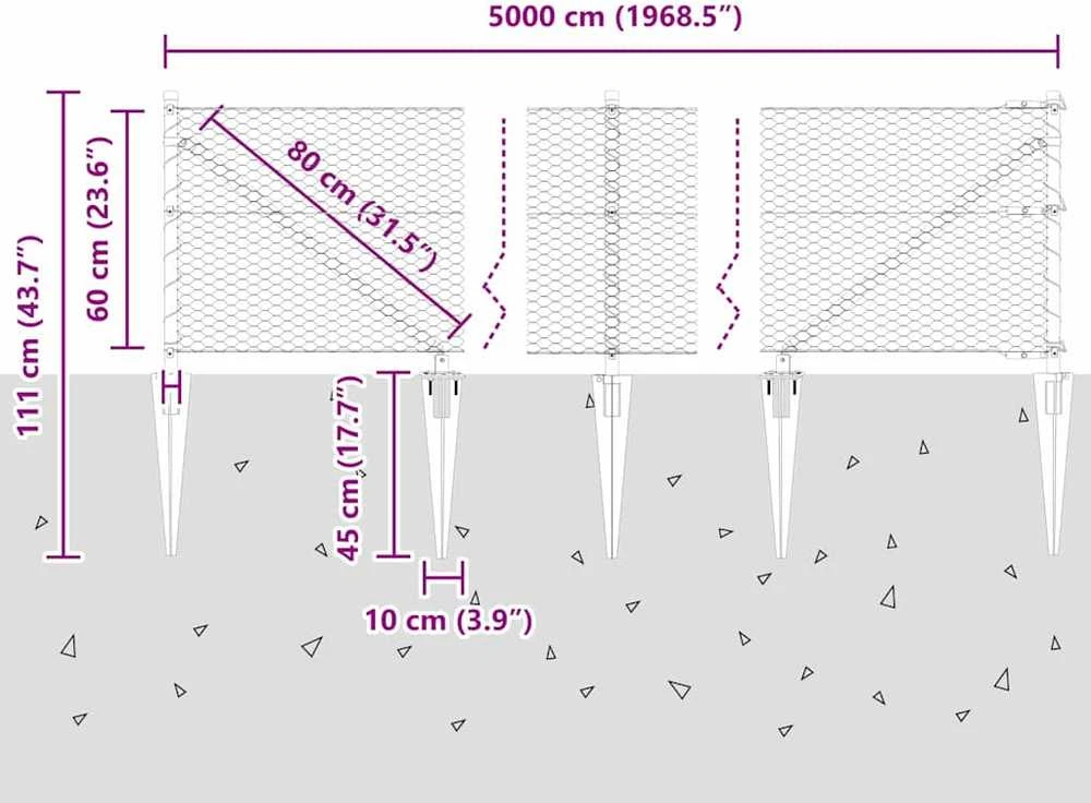 Hexagonal Fence with Post 50 x 0,6 m Galvanizuotas plienas